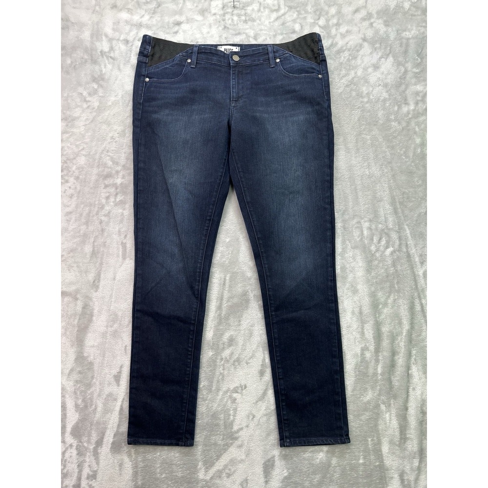 Paige Jimmy Jimmy Skinny Jeans Womens 31 Dark Blue Stretch Side Panel Comfort